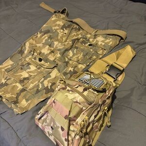 Camouflage Tactical shorts and Bag Set